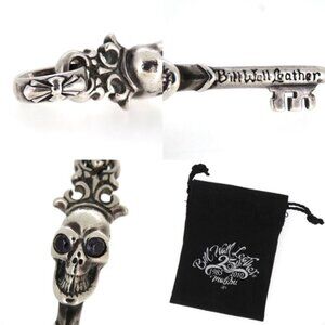 Bill Wall Leather BWL Good Luck Skull key Purple Stone Custom Pendant Top